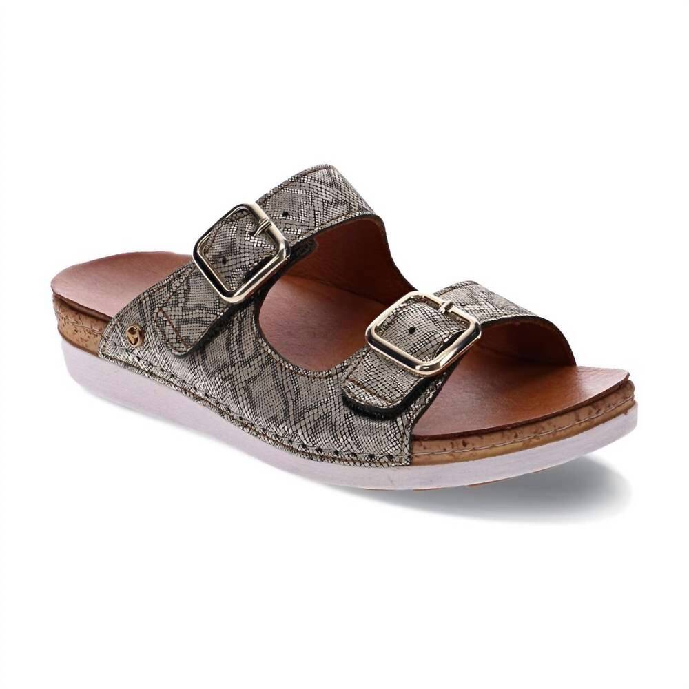 NEW REVERE women's brighton slide sandal in khaki diamond